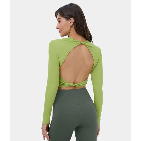 Halara Backless Twisted Cropped Casual Sports Top M - Picture 2 of 6